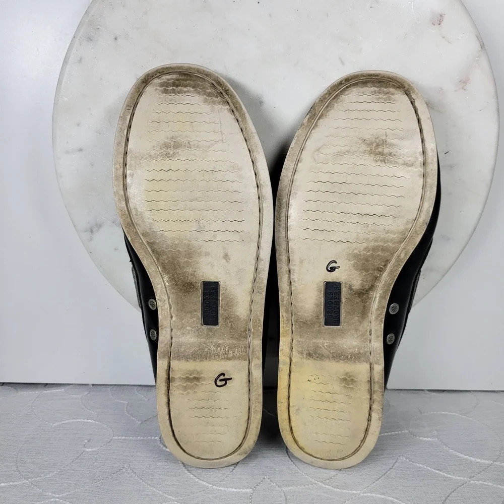 VTG Brooks Brothers Leather Deck Shoes Mens 10D Wide Navy Dock Siders Lace Up